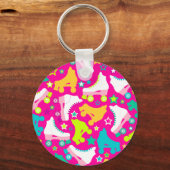 Retro Schaatsen Hot Pink Sleutelhanger (Voorkant)