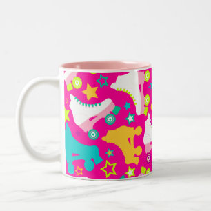 Retro Schaatsen Hot Pink Tweekleurige Koffiemok