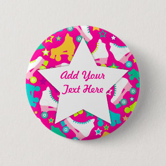 Retro Schaatsen Hot-roze aangepaste pincode Button