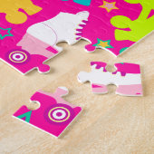 Retro Schaatsen Hot-roze aangepaste puzzel (Zijkant)