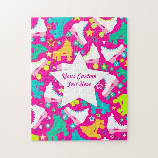 Retro Schaatsen Hot-roze aangepaste puzzel (Verticaal)