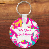 Retro Schaatsen Hot-roze aangepaste Sleutelhanger (Voorkant)