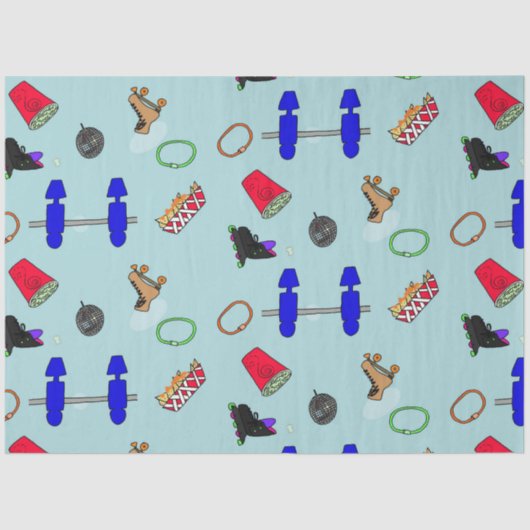 Retro Schaatsen Party tissuepapier (Voorkant)