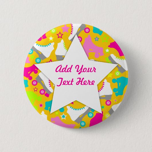 Retro-Schaatsen Ronde Button 5,7 Cm (Voorkant)