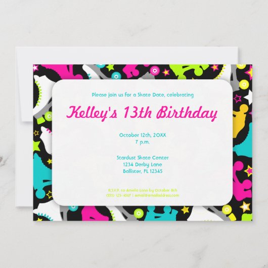 Retro Schaatsen Uitnodiging "Laten we Schaats!" (Achterkant)