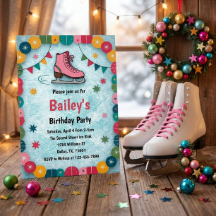 Retro Schaatsen Verjaardag Kaart