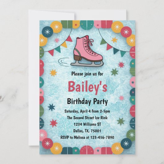 Retro Schaatsen Verjaardag Kaart (Voorkant)