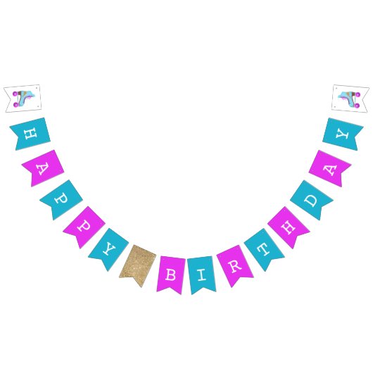 Retro Schaatsen Verjaardagsfeest Vlaggetjes (Alle)