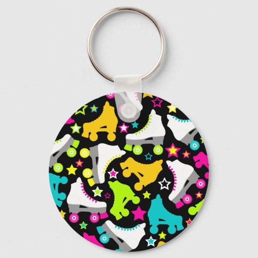 Retro-Schaatsen (zwart) Sleutelhanger (Voorkant)