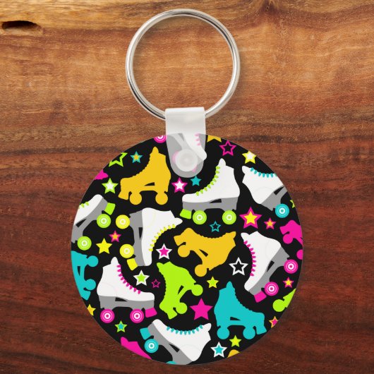 Retro-Schaatsen (zwart) Sleutelhanger (Voorkant)