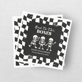 Retro Schachbrett Bad To The Bones Halloween Servet