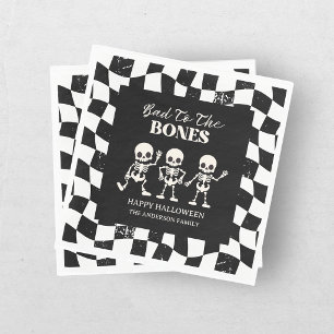Retro Schachbrett Bad To The Bones Halloween Servet