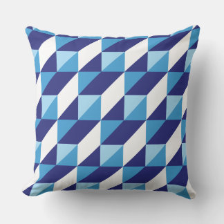Retro Schakeringen van Blauwe Geometrische Driehoe Kussen