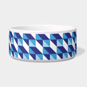 Retro Schakeringen van Blauwe Geometrische Driehoe Voerbakje