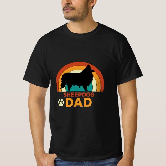 Retro SchapenHond Papa T-shirt (Voorkant)