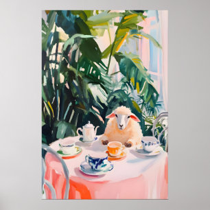 Retro Schapenposter, Schapenolieverfschilderij, Vi Poster