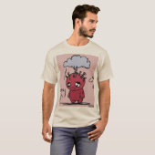 Retro Schattig Abstract Expressionistisch Monster T-shirt (Voorkant volledig)