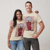 Retro Schattig Abstract Expressionistisch Monster T-shirt (Unisex)