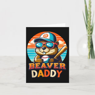 Retro Schattig Bever Papa Honkbal Vintage Dier Sp Kaart