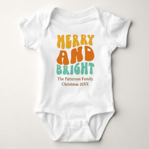 Retro Schattig Blij en Helder Baby Kerstmis Romper