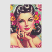 Retro Schattig Bloemstuk Pin Up Tissuepapier (Voorkant)