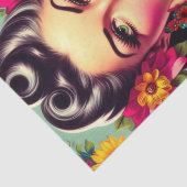 Retro Schattig Bloemstuk Pin Up Tissuepapier (Detail)