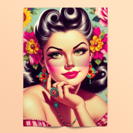Retro Schattig Bloemstuk Pin Up Tissuepapier