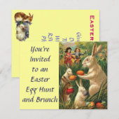 Retro Schattig Dier Pasen Kaart (Voorkant / Achterkant)