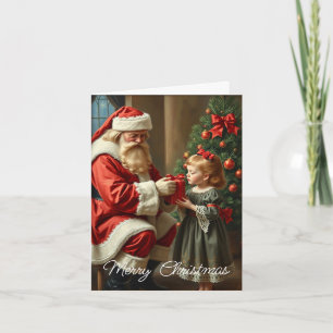 Retro Schattig Eenvoudig Vintage Kerstman Feestdagen Kaart
