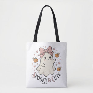 Retro Schattig Geest Boog Halloween Grafisch Tote Bag