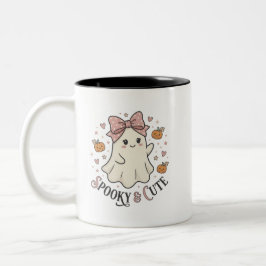Retro Schattig Geest Boog Halloween Grafisch Tweekleurige Koffiemok