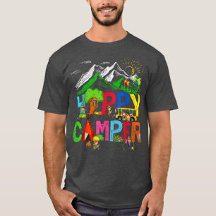 Retro Schattig Gelukkig Kampeerder Grappig Kampeer T-shirt