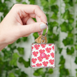 retro schattig initiaal monogram Botanische bloeme Sleutelhanger