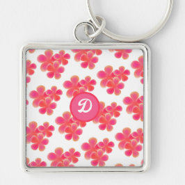 retro schattig initiaal monogram Botanische bloeme Sleutelhanger