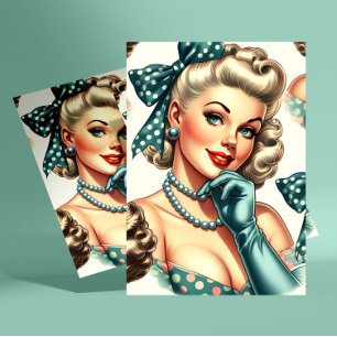 Retro Schattig Klassieke Pin-up Briefkaart
