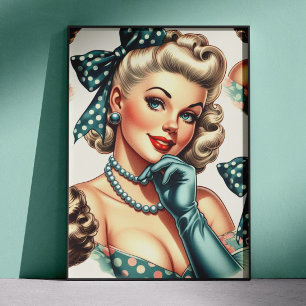 Retro Schattig Klassieke Pin-up Poster