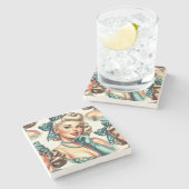 Retro Schattig Klassieke Pin-up Stenen Onderzetter (Zijkant)
