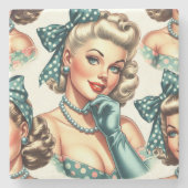 Retro Schattig Klassieke Pin-up Stenen Onderzetter (Voorkant)