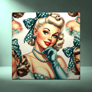 Retro Schattig Klassieke Pin-up Tegeltje
