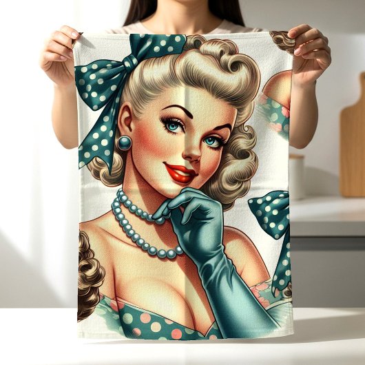 Retro Schattig Klassieke Pin-up Theedoek