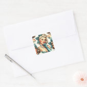 Retro Schattig Klassieke Pin-up Vierkante Sticker (Envelop)