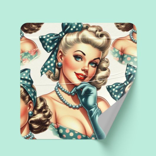 Retro Schattig Klassieke Pin-up Vierkante Sticker