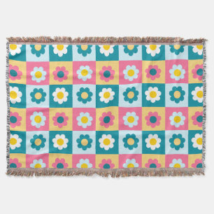Retro Schattig Kleurrijk Pastel Bloemen Patroon Deken