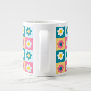 Retro Schattig Kleurrijk Pastel Bloemen Patroon Grote Koffiekop