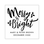 Retro Schattig Merry And Bright Kerst Typografie Rubberstempel (Afrduk)