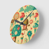  retro schattig ontwerp voor kids Cake Pop Ronde Klok (Hoek)