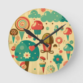 retro schattig ontwerp voor kids Cake Pop Ronde Klok