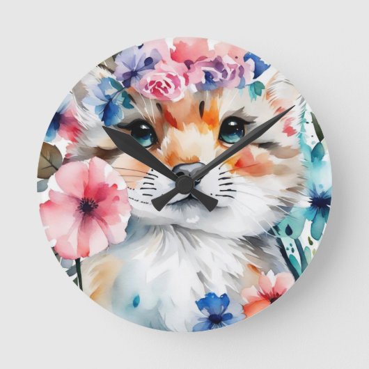 retro schattig ontwerp voor kinderen ronde klok (Voorkant)