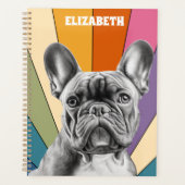 Retro Schattig Persoonlijk Regenboog Franse Bulldo Planner (Voorkant)