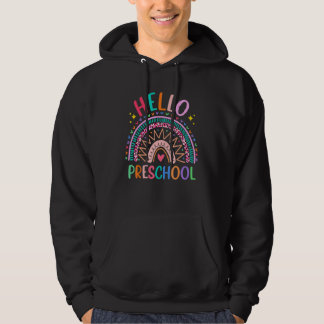 Retro Schattig Regenboog Hallo Preschool Blij Teru Hoodie
